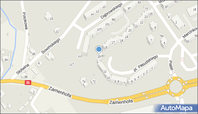 Świdnica, Plac Piłsudskiego Józefa, marsz., 13, mapa Świdnicy