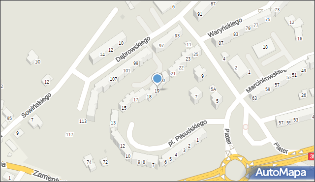 Świdnica, Plac Piłsudskiego Józefa, marsz., 19, mapa Świdnicy