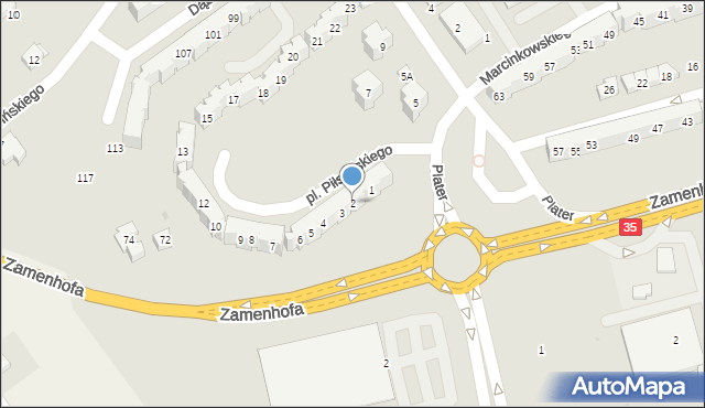 Świdnica, Plac Piłsudskiego Józefa, marsz., 2, mapa Świdnicy