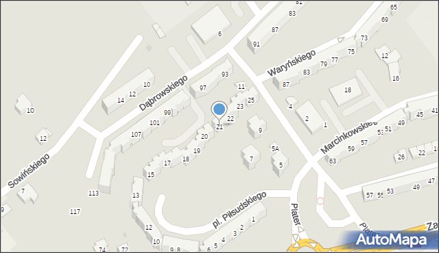 Świdnica, Plac Piłsudskiego Józefa, marsz., 21, mapa Świdnicy