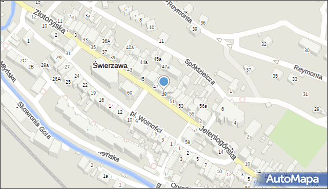 Świerzawa, Plac Wolności, 49, mapa Świerzawa