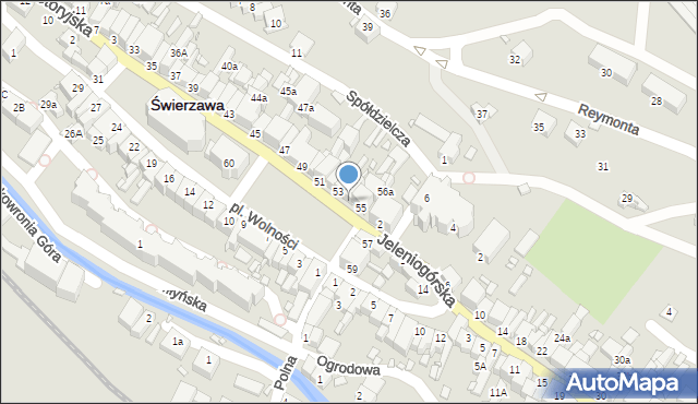 Świerzawa, Plac Wolności, 54, mapa Świerzawa