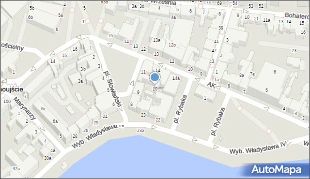 Świnoujście, Plac Słowiański, 10, mapa Świnoujście
