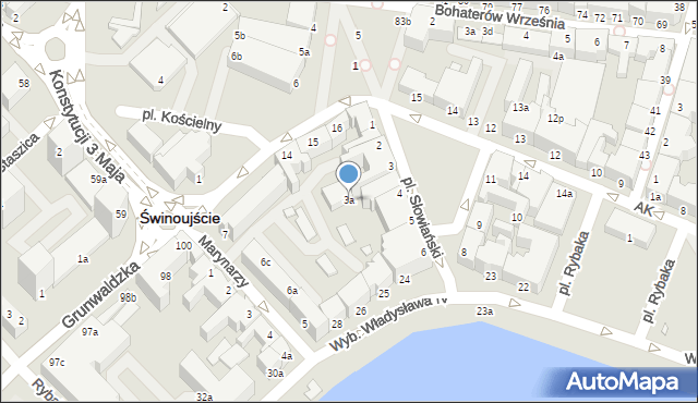Świnoujście, Plac Słowiański, 3a, mapa Świnoujście