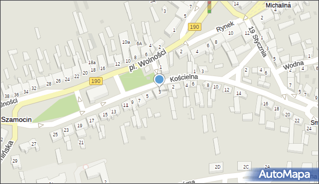 Szamocin, Plac Wolności, 3, mapa Szamocin