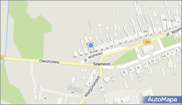 Szamocin, Plac Wolności, 40, mapa Szamocin