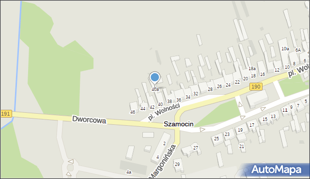 Szamocin, Plac Wolności, 40a, mapa Szamocin