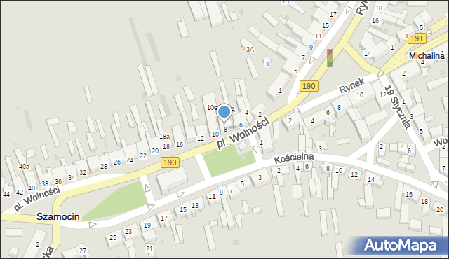 Szamocin, Plac Wolności, 8, mapa Szamocin