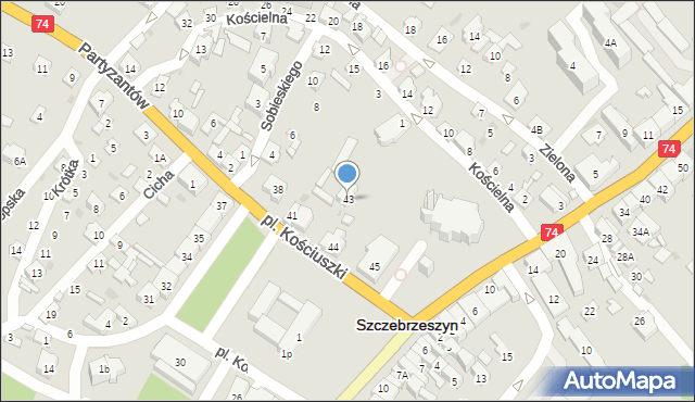 Szczebrzeszyn, Plac Kościuszki Tadeusza, gen., 43, mapa Szczebrzeszyn