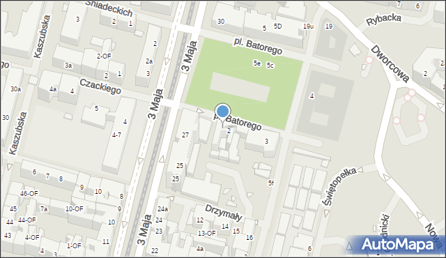 Szczecin, Plac Stefana Batorego, 2a, mapa Szczecina