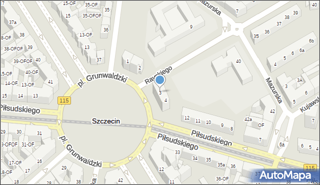 Szczecin, Plac Grunwaldzki, 3, mapa Szczecina
