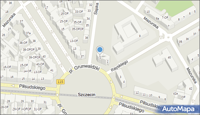 Szczecin, Plac Grunwaldzki, 1, mapa Szczecina