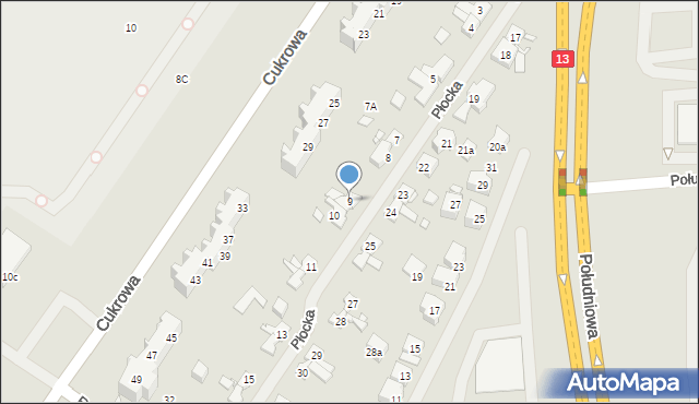 Szczecin, Płocka, 9, mapa Szczecina