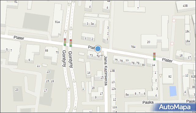 Szczecin, Plater Emilii, 74, mapa Szczecina