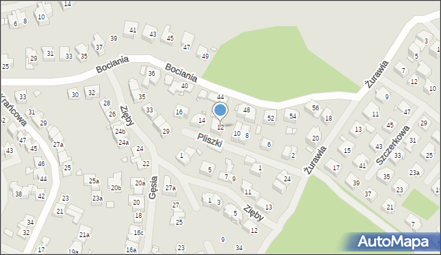 Szczecin, Pliszki, 12, mapa Szczecina