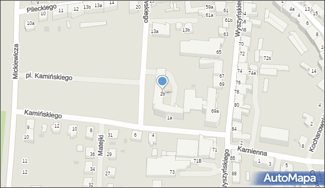 Szczecinek, Plac Kamińskiego Aleksandra, hm., 1b, mapa Szczecinek