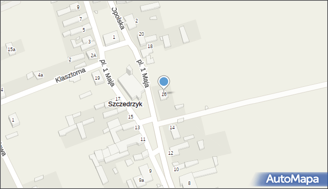 Szczedrzyk, Plac 1 Maja, 16, mapa Szczedrzyk