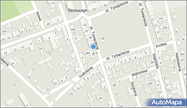 Szczuczyn, Plac Tysiąclecia, 28, mapa Szczuczyn