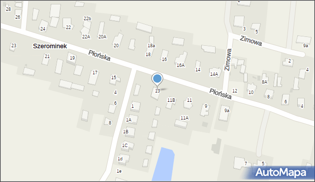 Szerominek, Płońska, 13, mapa Szerominek