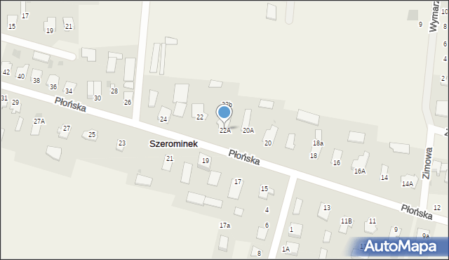 Szerominek, Płońska, 22A, mapa Szerominek