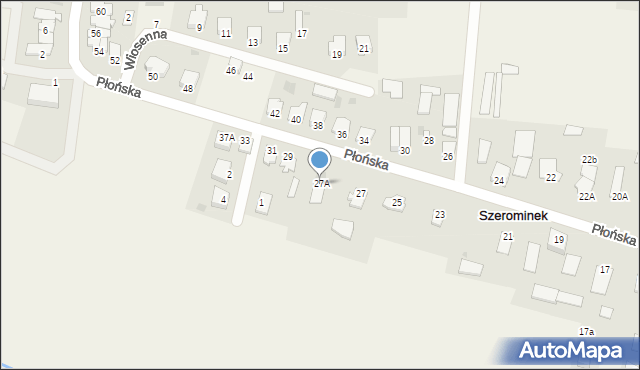 Szerominek, Płońska, 27A, mapa Szerominek