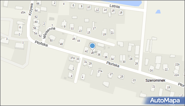 Szerominek, Płońska, 40, mapa Szerominek