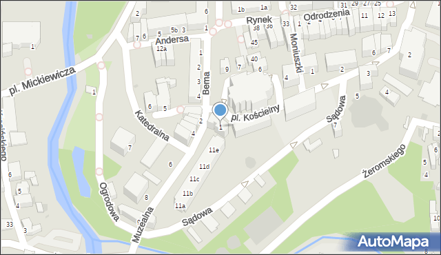 Szprotawa, Plac Kościelny, 1, mapa Szprotawa