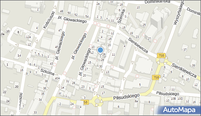 Tarnobrzeg, Plac Głowackiego Bartosza, 1, mapa Tarnobrzegu
