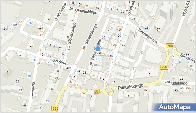 Tarnobrzeg, Plac Głowackiego Bartosza, 16, mapa Tarnobrzegu
