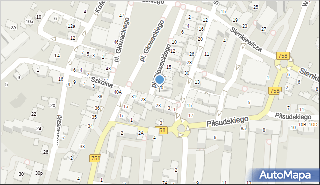 Tarnobrzeg, Plac Głowackiego Bartosza, 21, mapa Tarnobrzegu