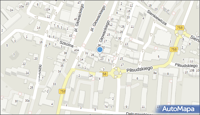 Tarnobrzeg, Plac Głowackiego Bartosza, 25, mapa Tarnobrzegu