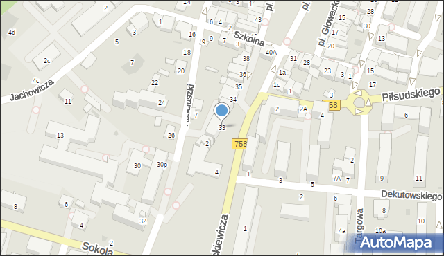 Tarnobrzeg, Plac Głowackiego Bartosza, 33, mapa Tarnobrzegu