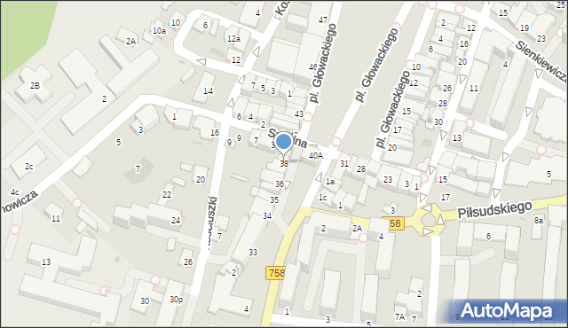 Tarnobrzeg, Plac Głowackiego Bartosza, 38, mapa Tarnobrzegu