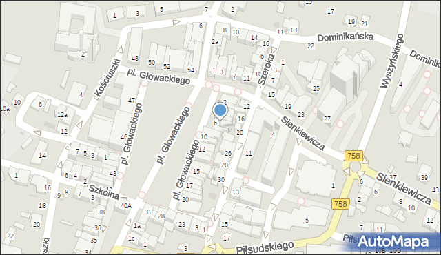 Tarnobrzeg, Plac Głowackiego Bartosza, 7, mapa Tarnobrzegu