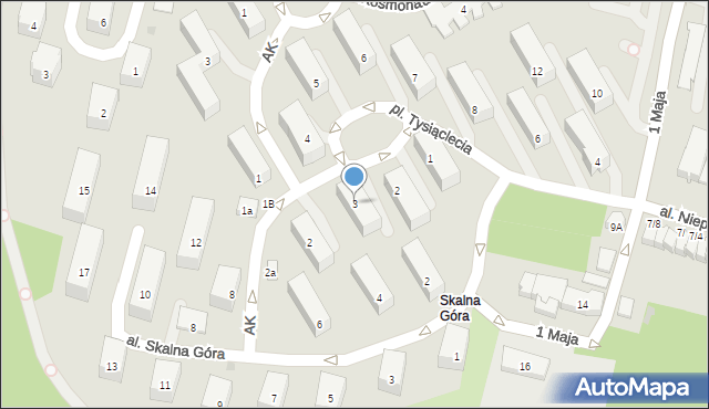 Tarnobrzeg, Plac Tysiąclecia, 3, mapa Tarnobrzegu