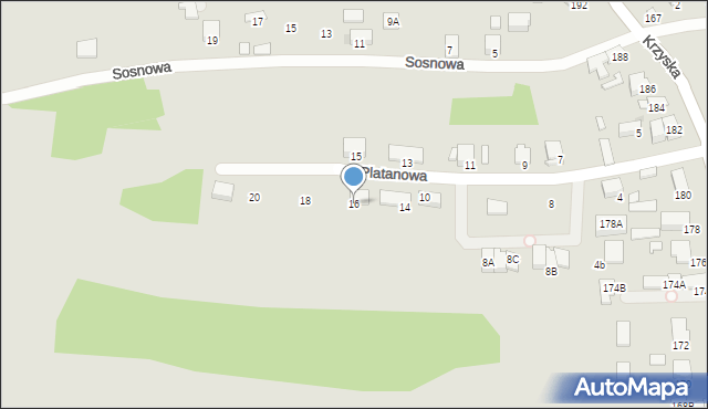 Tarnów, Platanowa, 16, mapa Tarnów