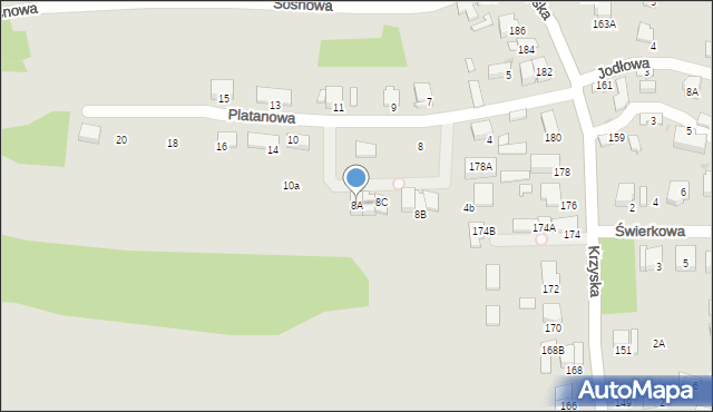 Tarnów, Platanowa, 8A, mapa Tarnów