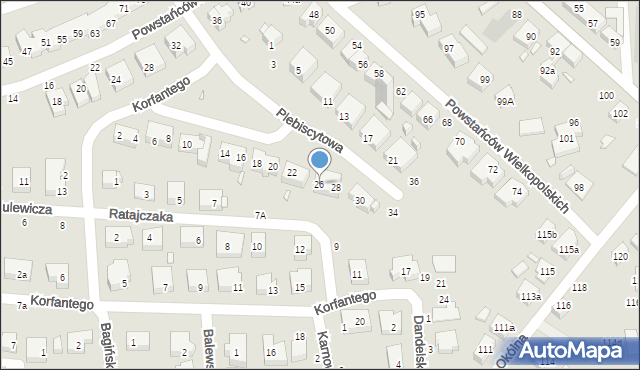 Toruń, Plebiscytowa, 26, mapa Torunia