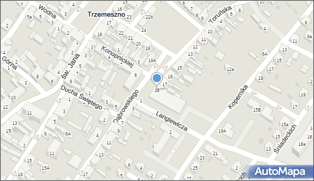 Trzemeszno, Plac Świętego Wojciecha, 18, mapa Trzemeszno