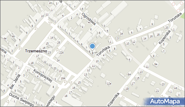 Trzemeszno, Plac Świętego Wojciecha, 9, mapa Trzemeszno