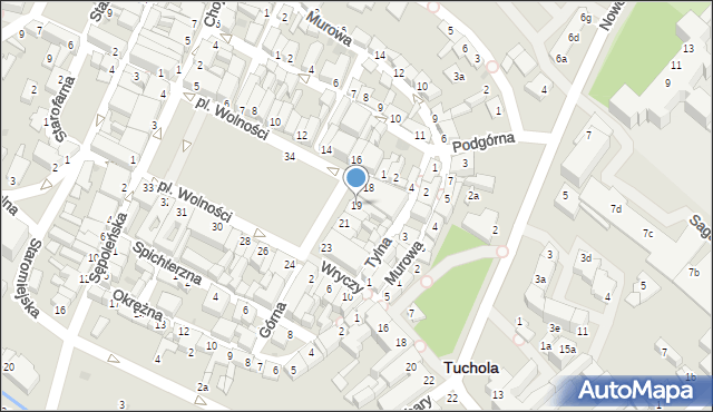 Tuchola, Plac Wolności, 19, mapa Tuchola