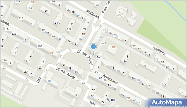 Tychy, Plac św. Anny, 2, mapa Tychów