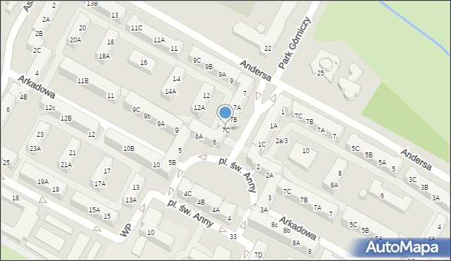 Tychy, Plac św. Anny, 7C, mapa Tychów
