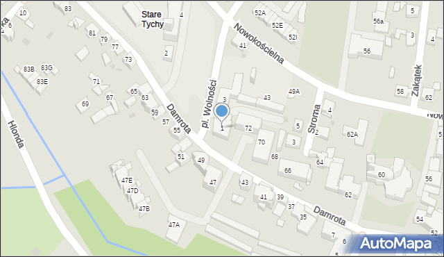 Tychy, Plac Wolności, 1, mapa Tychów