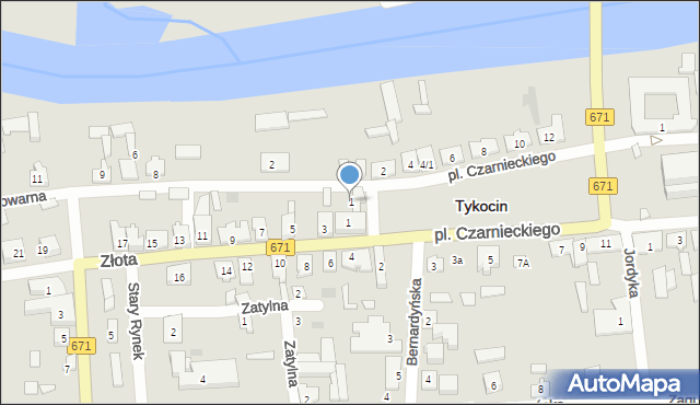 Tykocin, Plac Czarnieckiego Stefana, hetm., 1, mapa Tykocin