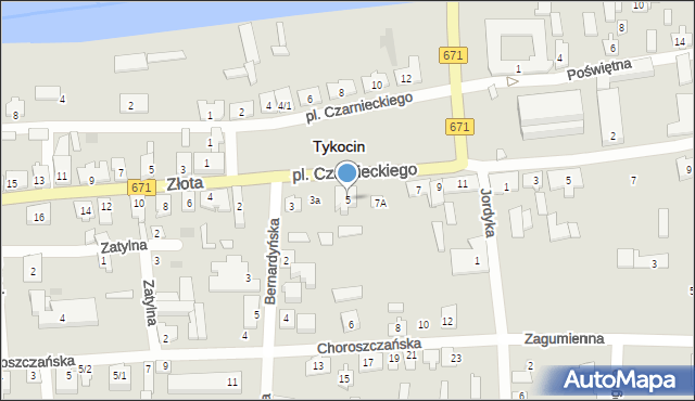 Tykocin, Plac Czarnieckiego Stefana, hetm., 5, mapa Tykocin