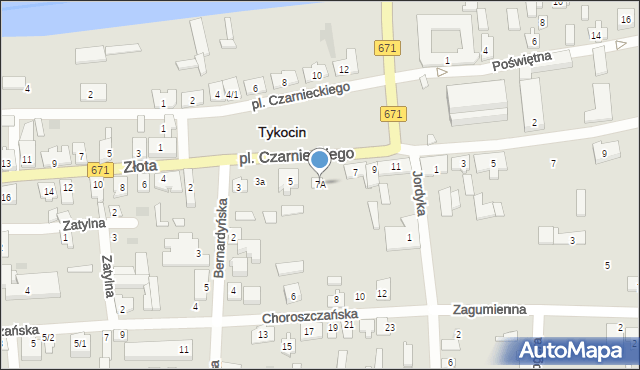 Tykocin, Plac Czarnieckiego Stefana, hetm., 7A, mapa Tykocin
