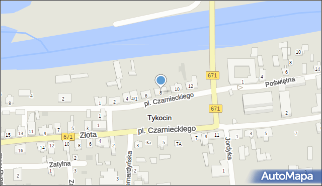 Tykocin, Plac Czarnieckiego Stefana, hetm., 8, mapa Tykocin