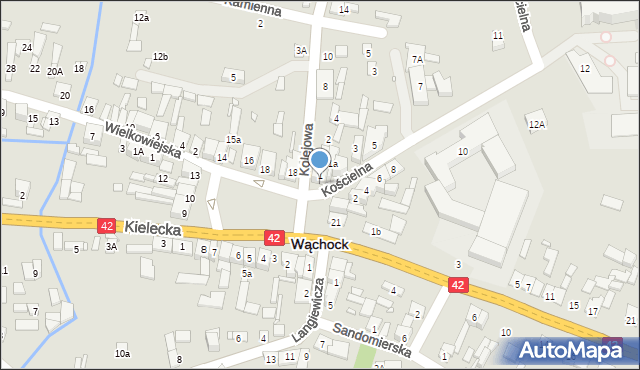 Wąchock, Plac Majora Ponurego, 20, mapa Wąchock