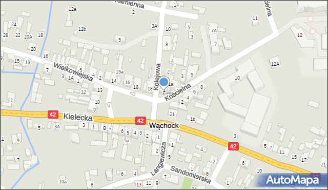 Wąchock, Plac Majora Ponurego, 20, mapa Wąchock